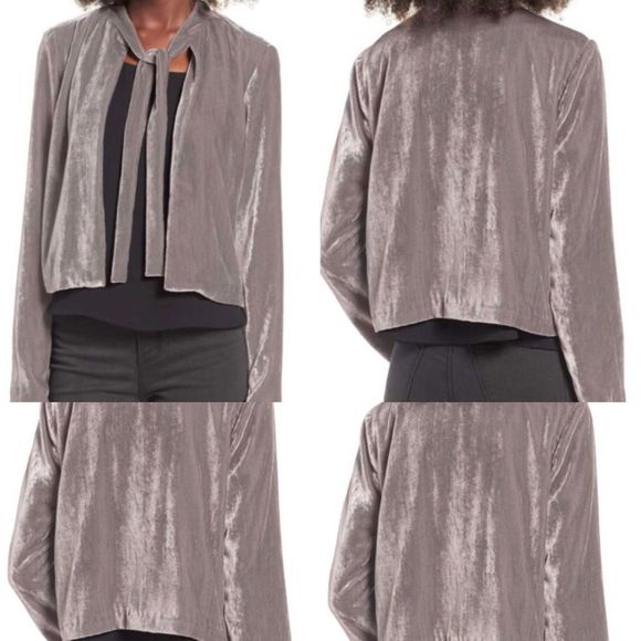 WAYF Velvet Bolero Grey Top M - Picture 1 of 7